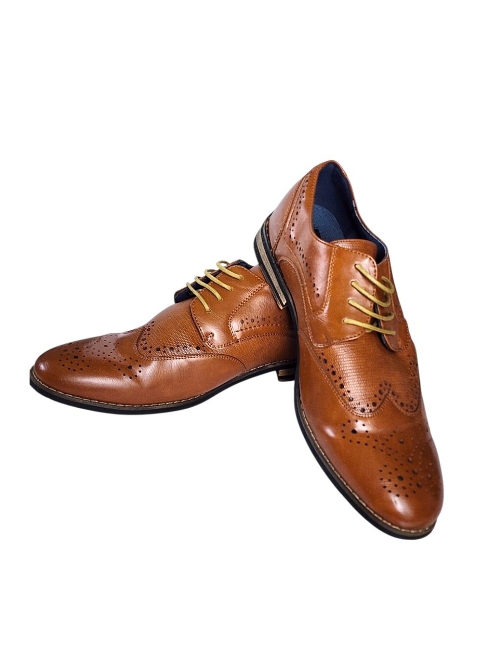 Bruno Marc Tan Brogue Wingtip Oxfords Florence-1  Dress Shoes, Size 9.5